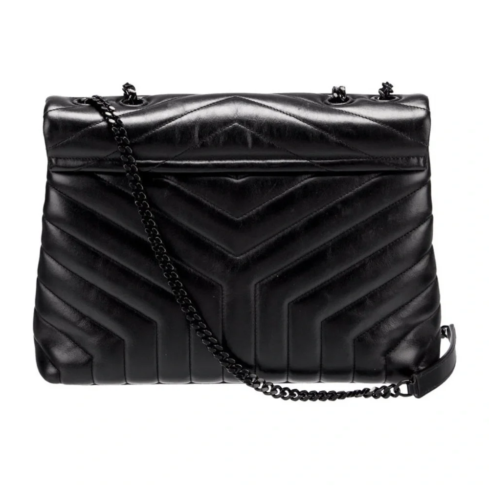 AUTHENTIC  Yves Saint Laurent Black LouLou medium Shoulder Bag /dust bag - Picture 8 of 11